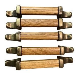 Vtg Amerock Brass Metal Wood Cabinet Drawer Pulls Handles MCM‎ Lot Of 5 3" Hole